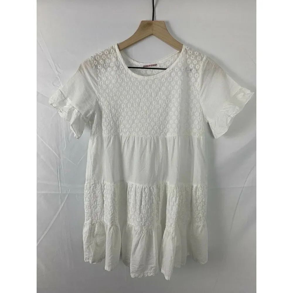 Women’s Holy Chic White Ruffle Layered Cotton Blouse S/M